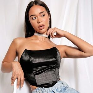 Zipper back satin tube top